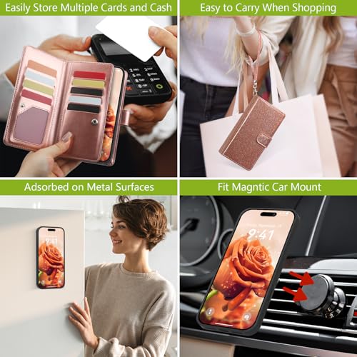 Varikke for iPhone 17 Pro - Case Wallet Magnetic Detachable, Rose Gold - color: (Standard) Rose Gold, size: iPhone 17 Pro 6.3"