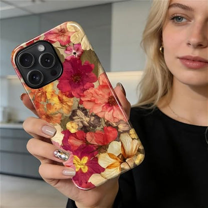 Case for iPhone 14 Pro, Shockproof Hybrid Protective Phone Case, Dual-Layer Drop Protection Anti-Scratch, Pressed Flower - color: Pressed Flower, size: iPhone 14 Pro