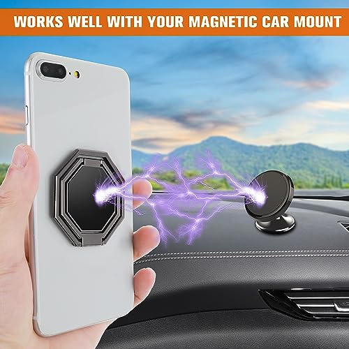 cobee Cell Phone Ring Holder Finger Kickstand, 360° Rotation Metal Cellphone Back Grip Foldable Cell Phone Stand Adjustable Phone Holder Compatible with Most Smartphones(Black) - color: Black