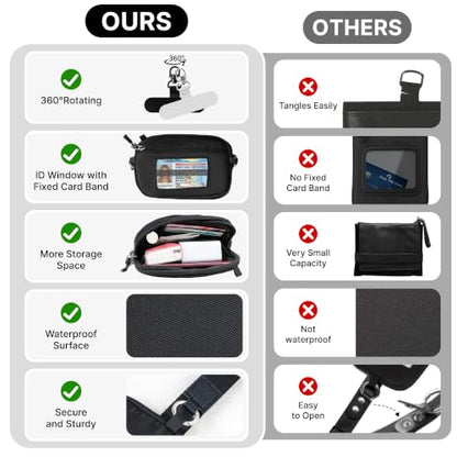 FUVLIFE Clip and Go Strap for Phone with Wallet Crossbody Lanyard (Black) - color: Black