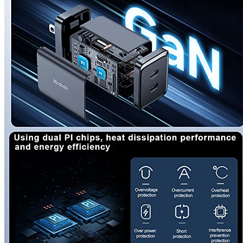 mcdodo 40W Dual USB C Charger Block Foldable USB-C Fast Charging Wall Charger Power Adapter for iPhone 16 15 Pro ProMax Plus,Galaxy,MacBook,iPad and More