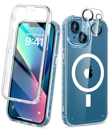 Magnetic for iPhone 13 Case, [Design for MagSafe] Built-in Screen Protector, with Camera Lens Protector, Full Body Shockproof Protective Bumper Phone Case 6.1 Inch - Clear - color: Magnetic Clear, size: iPhone 13 6.1"