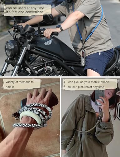 Cell Phone Lanyard ×1, Tether Tab ×2, Universal Adjustable Phone Strap, Crossbody, Neck Phone Lanyard, Rope Strap - color: White-black