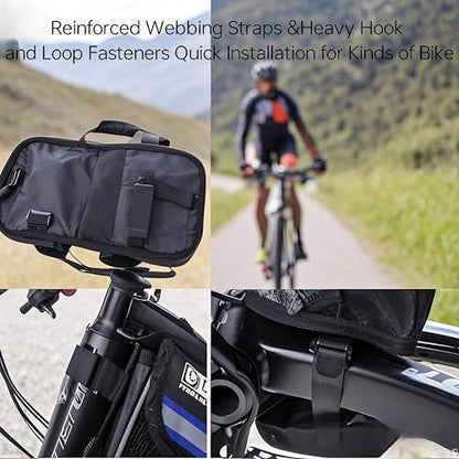 Bike/Bicycle Bag,Bike Phone Holder Mount Bag,Touchscreen Bike Phone Mount under 6.8”,Waterproof, Bicycle Accessories Frame Storage Bag(Red)