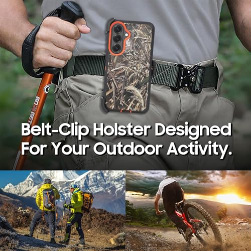Compatible for Samsung S26 Rugged Case with Belt Clip Holster & Built-in Screen Protector, Heavy-Duty Full-Body Shockproof Cover, Military-Grade Protective Phone Case (Camo) - color: Camo