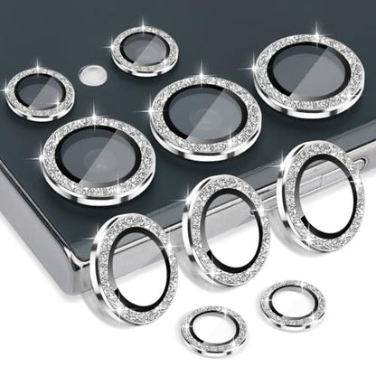 Camera Lens Protector for Samsung Galaxy S25 Ultra, Glitter Silver - color: Glitter Silver