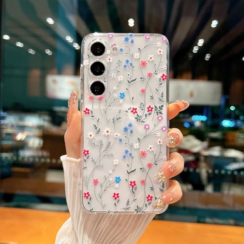 for Samsung Galaxy S23 Case, Floral Flowers Cute Aesthetic Clear Floral Branch Pattern Case for Women Girls,Transparent Slim Soft Shockproof Cover for S23,Line Flower - color: Line Flower, size: for Samsung Galaxy S23
