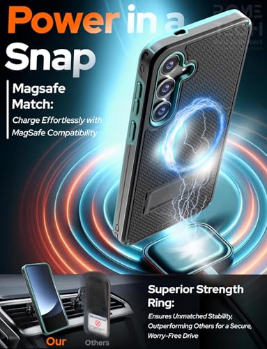 Designed for Samsung Galaxy S25 Plus Case with Belt Clip Holster | Rugged Cover with Strong Magnet & Kickstand Heavy Duty Combo - Black & Green - color: Black & Green