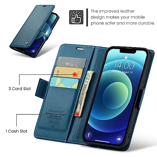 QLTYPRI Wallet Case for iPhone 12/12 Pro, Premium PU Leather Magnetic Flip Folio Case with RFID Blocking Credit Card Slots Kickstand Shockproof Protective Phone Case Cover - Blue | Premium PU Leather, Magnetic Closure Flip Case, RFID Blocking, Viewing Kic
