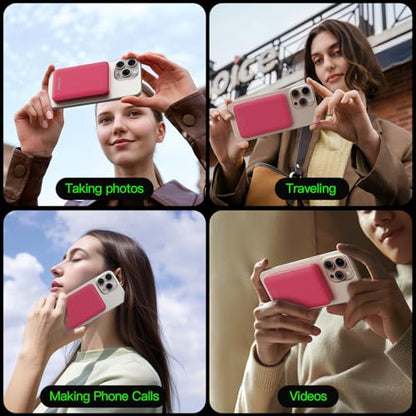 for Magsafe Portable Charger, 5000mAh Slim Wireless Magnetic Power Bank | 20W USB-C Power Delivery,LED Display,Travel Essential for Magsafe Battery Pack Compatible with iPhone 17-12 Series - color: red