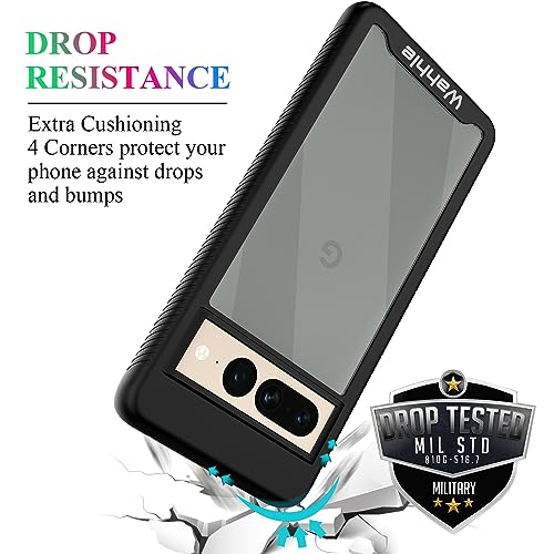 Compatible with Google Pixel 7 Pro Case, Built in Screen Protector Full Body Shockproof Slim Fit Bumper Protective Phone Cover Men Women-Black/Clear - size: Google Pixel 7 Pro