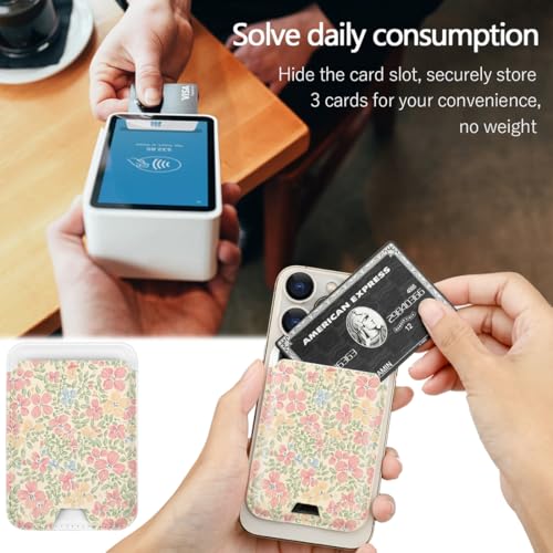 for Magsafe Cute Wallet Magnetic Card Holder(Peach Blossom Flower) - color: Peach Blossom Flower