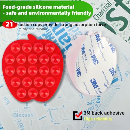 CIEO SuctionPhone Grip, Strong Silicone Suction,Strawberry Sticky Grip,Suitable for Selfies and Videos on Mirrors, Bathrooms and Smooth Surfaces, Compatible with iPhone (Red) - color: Red
