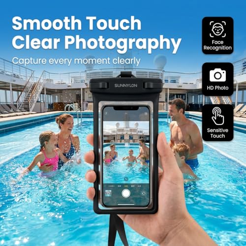 Waterproof Phone Pouch IPX8,Soft TPU Underwater Phone Case with Neck Strap & Sensitive Touch Screen, Waterproof Cell Phone Pouch for Beach,Cruise,Fits Samsung iPhone 17/16/15/14 Pro Max (1-pack Black) - color: 1-pack Black