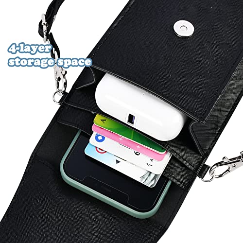 PU Leather Small Phone Bag with Transparent Window for Touchable Screen, 6.7" Without Phone case Compatibility, Magnetic Closure & Waterproof - Crossbody Wallet Case with Shoulder Strap - color: Black