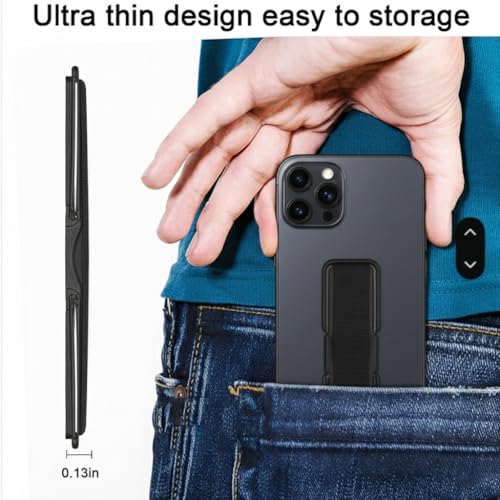 Elastic Phone Grip Holder Strap with Metal Frame – Slim Anti-Slip Finger Strap for Smartphones, Universal Adhesive Phone Hand Holder Compatible with iPhone, Samsung, Android