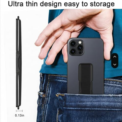 Elastic Phone Grip Holder Strap with Metal Frame – Slim Anti-Slip Finger Strap for Smartphones, Universal Adhesive Phone Hand Holder Compatible with iPhone, Samsung, Android