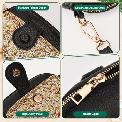 Women's Small Crossbody Cell Phone Bag, Boho Colorful Beaded Purse Wallet with Handmade Cute Patterns - color: Pattern 7