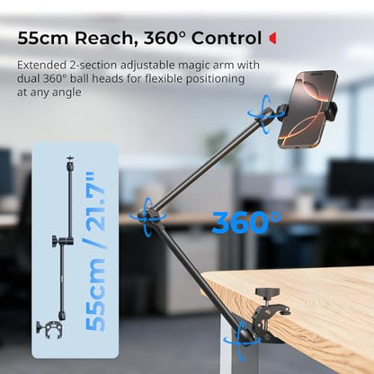 SMALLRIG Desktop Magic Arm Support with Super Clamp Kit, Phone Mount Clamp - style: Gear & Ball Joints