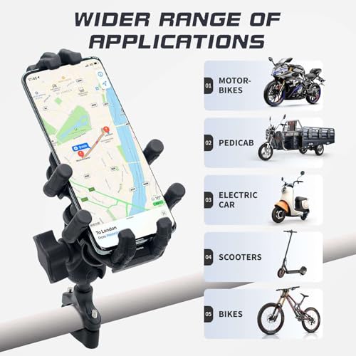 Motorcycle Phone Mount Holder with Vibration Dampener Motorcycle Cell Phone Holder 360 Degree Adjustable Rotation Motorbike Rearview Mirror Mount (Handlebar Mount) - size: Handlebar Mount