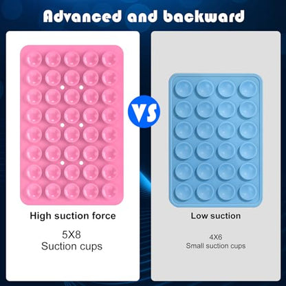 Double Sided Silicone Suction Phone Holder Mount, Silicon Accessory for iPhone and Android, Hands-Free Mirror Shower Phone Holder, TikTok Videos and Selfies (Pink+White) - color: Pink+White