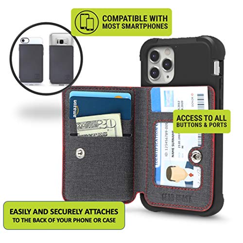 Gear Beast Cell Phone Wallet for Back of Phone, Stick On Wallet Credit Card ID Holder with RFID Protection Compatible with iPhone, Galaxy & Most Smartphones and Cases White Marble