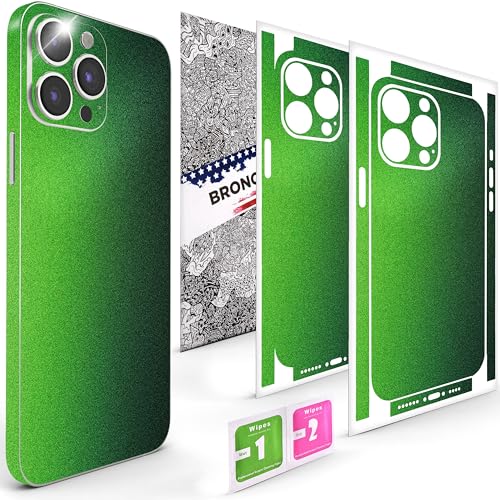 2Pcs Skin Wrap Compatible for iPhone 15 Pro – Slim Decal Vinyl Protective Film for Sides & Back – Sleek Fit, Premium Look – Compatible with All iPhone 15 Pro Cases - Glossy Olive Green - color: Glossy Olive green