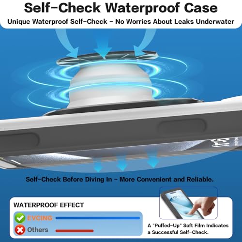 Waterproof Phone Case, Underwater Phone Cases for Snorkeling, IPX8 Diving Case, 360 Full Body Protection for iPhone 16 Pro Max/15/14/Galaxy S24, Up to 6.9 Inch, Beach Cruise Essentials (Black) - color: Black
