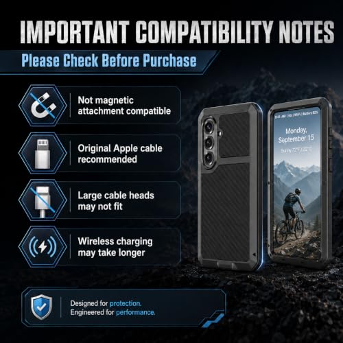 Metal Case for Samsung Galaxy S26 Case 6.3",Full Body Protective Cover Heavy Duty Shockproof [Tough Armour] Aluminum Alloy Case with Silicone Built-in Screen Protector - Black - color: Black