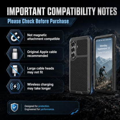 Metal Case for Samsung Galaxy S26 Case 6.3",Full Body Protective Cover Heavy Duty Shockproof [Tough Armour] Aluminum Alloy Case with Silicone Built-in Screen Protector - Black - color: Black