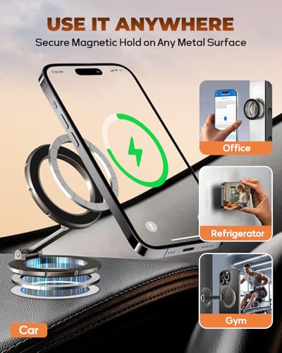 UBeesize Magsafe Phone Ring Stand, Portable Magnetic Phone Grip and Double Side Holder for Desk, Travel, Kitchen, Gym, Kickstand for iPhone 17/16/15/14/13/12 Series Case All Phones