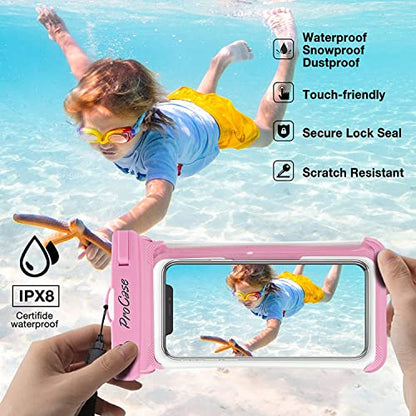 ProCase 2 Pack Waterproof Phone Pouch, Underwater Phone Case Up to 7", Dry Bag for iPhone 17 Air 16 15 14 13 Pro Plus Max, Galaxy S24 S23 S22 Ultra Pixel, Beach Essentials -Pink & Black | Underwater Dry Bag for iPhone 17 16 15 14, Galaxy S24 S23 S22, Case