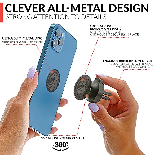 New 2026 Magnetic Cell Phone Holder for Car Vent【 All-Metal 】- for Any Smartphone (iPhone, Android, GPS) | Stylish All-Metal One-Hand & One-Sec Phone Mount for Car, +100 to Safeness & Comfort