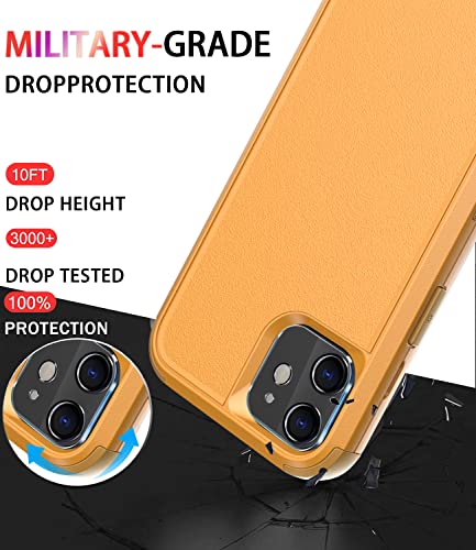 Diverbox for iPhone 11 Case [Shockproof] [Dropproof] [Tempered Glass Screen Protector],Heavy Duty Protection Phone Case Cover for Apple iPhone 11 (Yellow-3in1) - color: Yellow-3in1