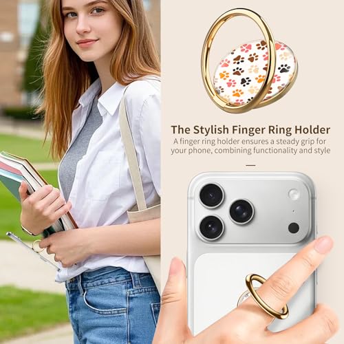 Cell Phone Ring Holder, Cute Phone Ring Grip Stand, 360°Rotation Funny Metal Kickstand Finger Grip Cute Dog Paws - color: Cute Dog Paws