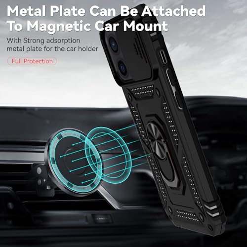 for iPhone 12/ iPhone 12 Pro Case with Camera Lens Cover, Black - color: Black