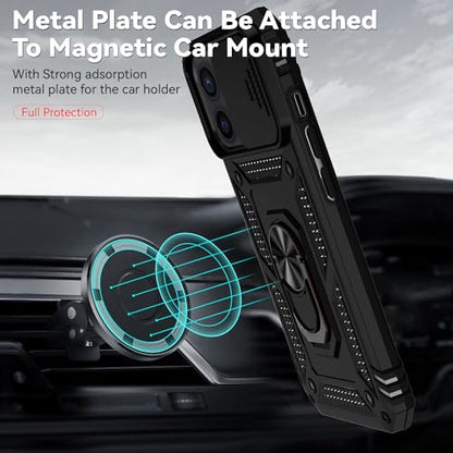 for iPhone 12/ iPhone 12 Pro Case with Camera Lens Cover, Black - color: Black