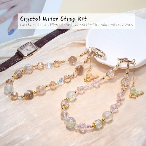 Beaded Phone Wrist Strap, Crystal Key chain Wristlet, Cute Purse Bag Charms - style: Style1