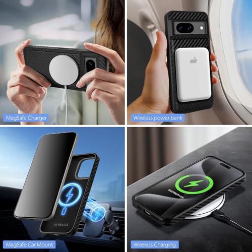 SkyEagle Compatible Magsafe 2 in 1 Detachable Google Pixel 8 Wallet Case with Card Holder Women Men,Magnetic PU Leather RFID Blocking Flip Kickstand Credit Slots,Phone Case for Pixel 8 6.2",Black - color: Carbon Black, size: Google Pixel 8 - 6.2"