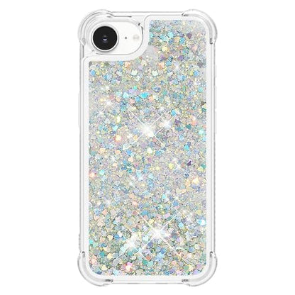Bling Glitter Case for Apple iPhone 16e.Liquid Sliver | Soft TPU Sparkly Flowing Liquid Floating Clear Case for Women Girls Cover for Apple iPhone 16e - color: Silver