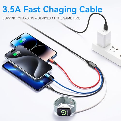2026 Travel Essentials,Multi Charging Cable for Apple Watch Charger,6ft - color: Black-2Pack, size: 6Ft