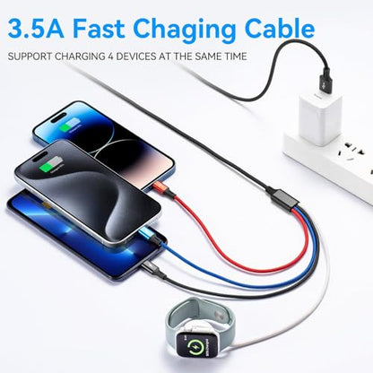 2026 Travel Essentials,Multi Charging Cable for Apple Watch Charger,6ft - color: Black-2Pack, size: 6Ft