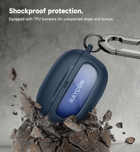 SURITCH Case for Raycon Everyday Earbuds (2024 Edition), Shockproof Magnetic Case for Raycon Bluetooth True Wireless in-Ear Buds Headphones, Protective Cover with Magnetic Lid Lock & Carabiner, Navy - color: Navy