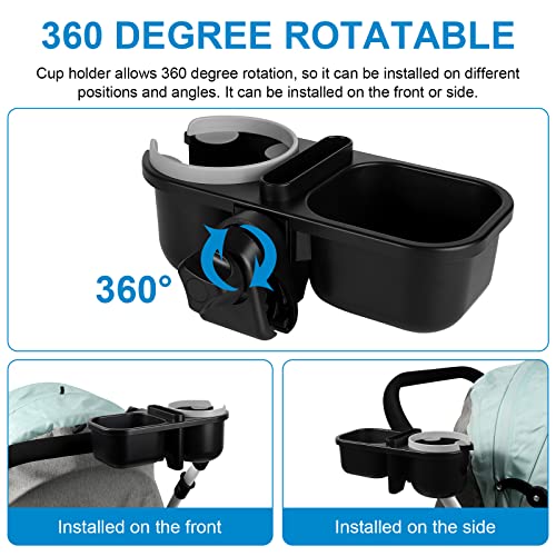 Accmor Stroller Cup Holder, Drinks Holder Bike Walker Wheelchair - color: Tray Phone Holder-Grey