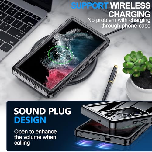 xiwxi for Samsung Galaxy S22 Ultra Case Waterproof,[IPX8 Underwater Case][Full Body Shockproof & Military Dropproof] Clear Sound Quality Built-in Screen Protector for Samsung S22 Ultra 6.8 inch-Black - size: For Samsung S22 Ultra-6.8"
