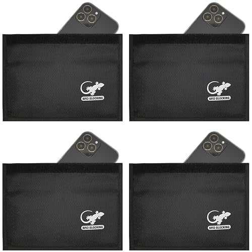 Faraday Bag Anti-Tracking GPS RFID Car Key Signal Blocker Wallet Shielding Pouch Protective Case for Cell Phone Car Key FOB, Data Privacy, Electronic Device Security (4 PACK - BLACK) - color: 4 PACK - BLACK