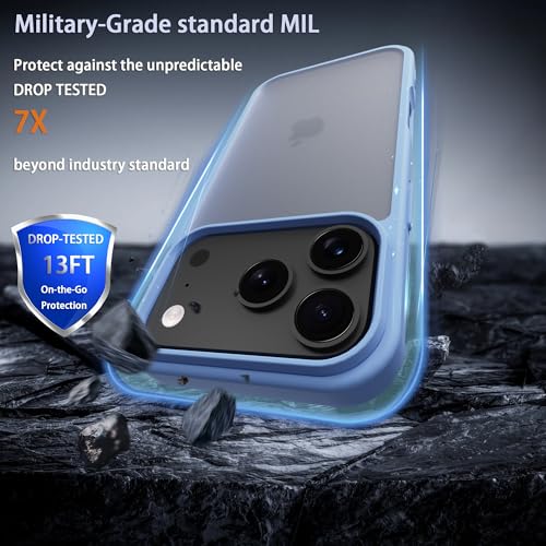 for iPhone 17 pro Case Translucent Matte Phone Cover, [10 FT Military Grade Drop Protection] Slim Durable Shockproof Protective Bumper (Light Blue, iPhone 17 pro) - color: Light Blue, size: iPhone 17 pro
