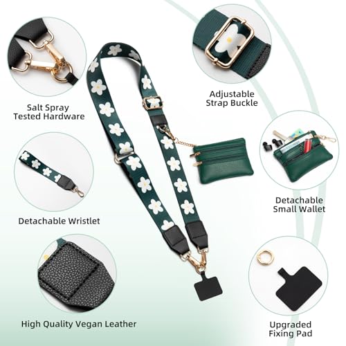 Cell Phone Lanyard Crossbody with Wallet, Versatile Clip and Go Phone Strap - color: P