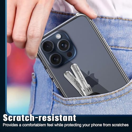 5 in 1 Clear Case for iPhone 15 Pro 6.1-Inch, with 2 Pack Full Coverage Tempered Glass Screen Protectors and Camera Lens Protectors, Non-Yellowing Shockproof Bumper Phone Cover - size: iPhone 15 Pro
