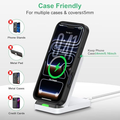 Wireless Charger for Samsung S26 Ultra S26+ S26, 15W Android Phone Stand - color: White